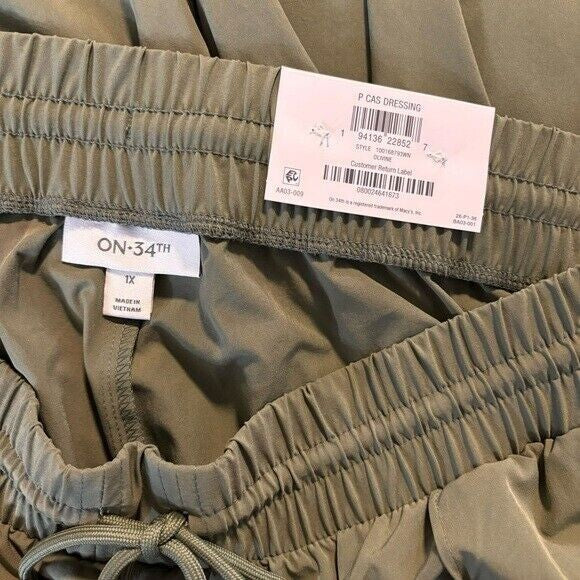 On 34th  Plus Size Drawstring Green Commuter Pants NWT.