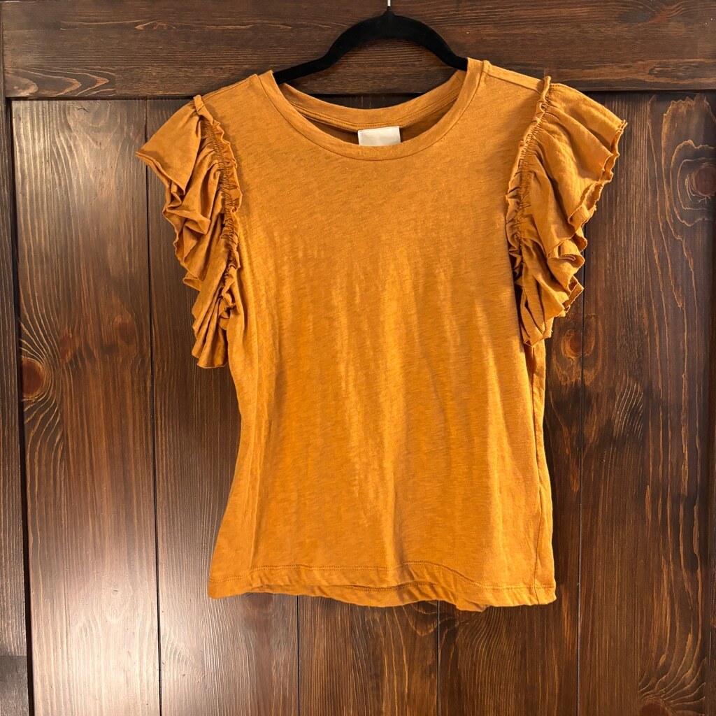 Industry Republic Clothing XS Flutter Ruffle Sleeve Pima Cotton T-Shirt NWT