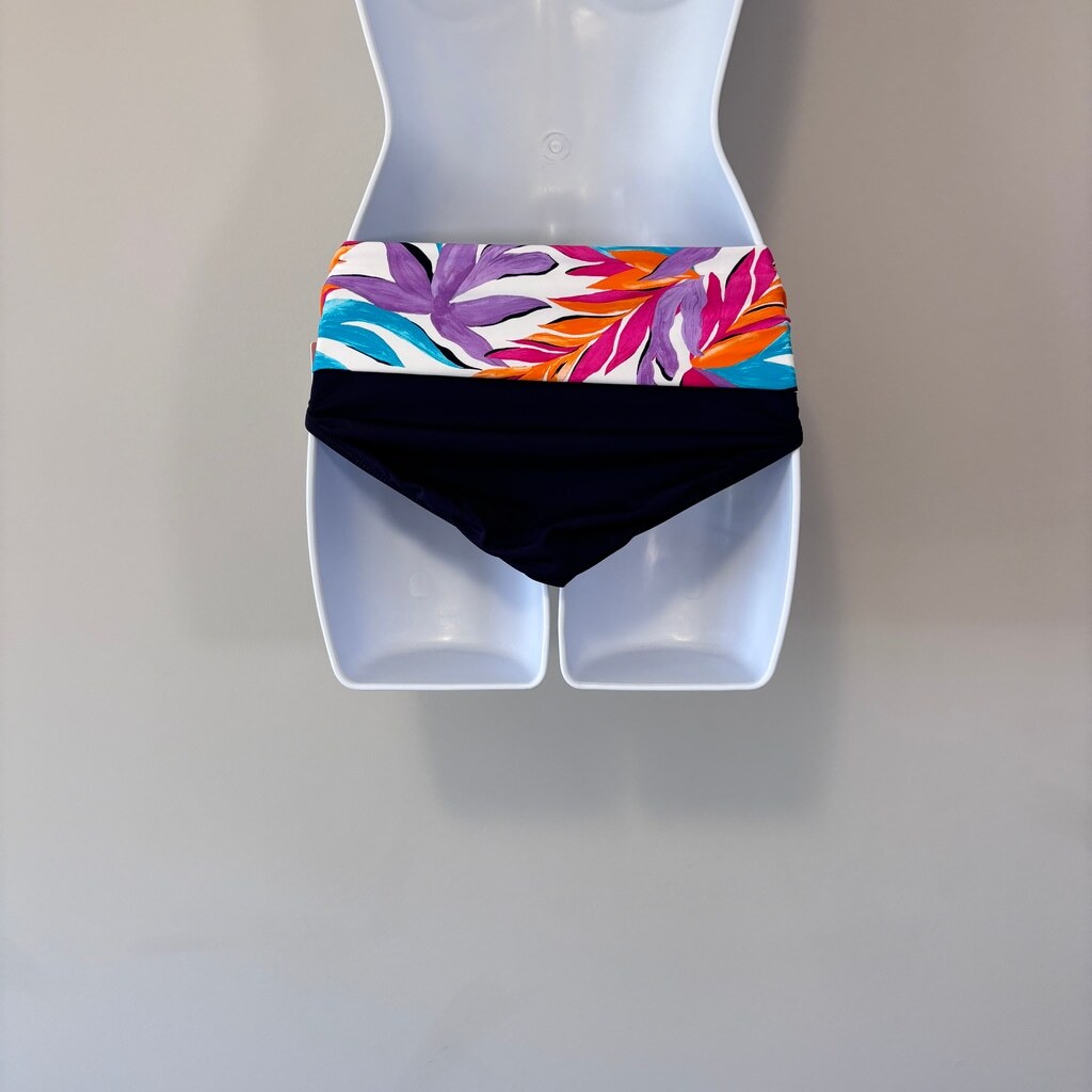 Anne Cole Women's Navy & Multicolor Foldover Bikini Bottoms NWT