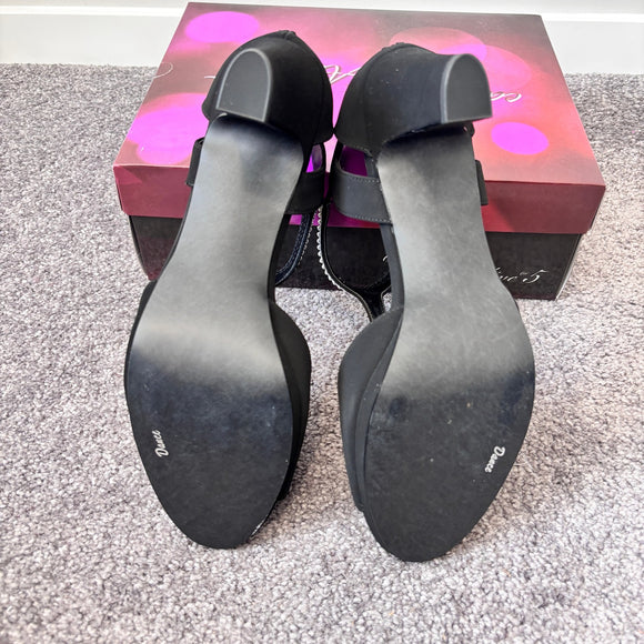 Easy Street Women's 11W Black Strappy Rhinestone Flash Heeled Dress Shoes NIB