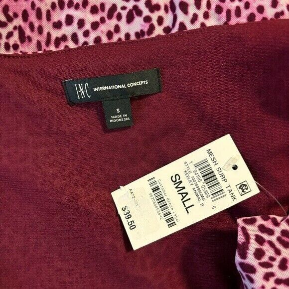I.N.C. INTERNATIONAL CONCEPTS Pink & White Printed Crossover Tank Top NWT.