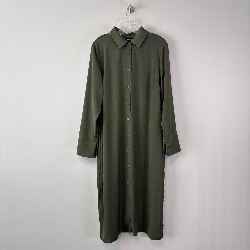 INC International Concepts Women's XL Green Shirtdress NWT - missing belt