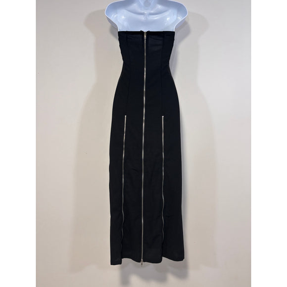 SHEIN Women's Size Extra Small Black Strapless Zipper Detail Maxi Dress NWT