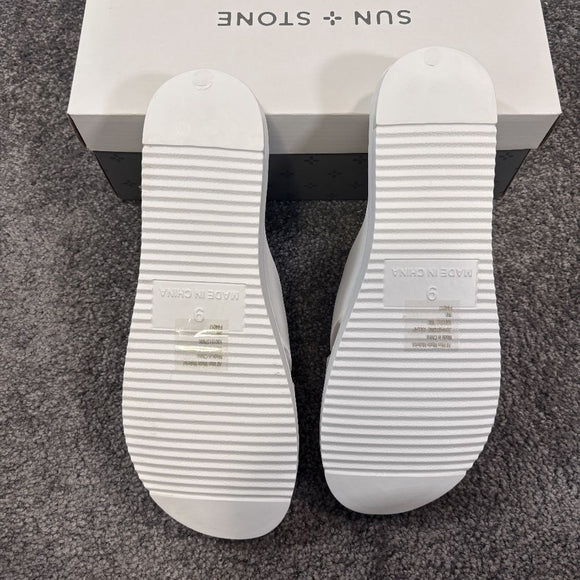 Sun + Stone Women's 9 White Islla Crisscross Slide Wedge Sandals Slides NIB