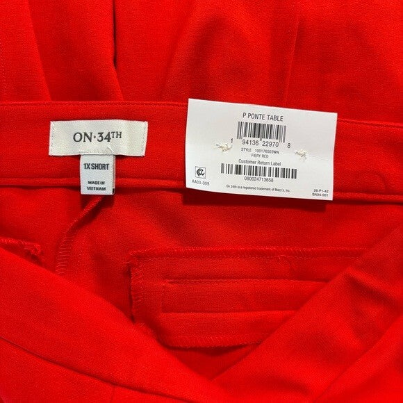 On 34th Women's Bright Orange Ponte Kick-Flare Ankle Dress Pants NWT