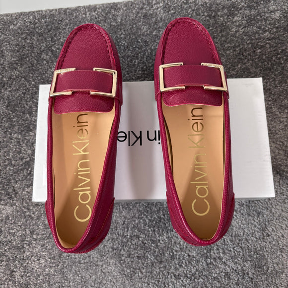 Calvin Klein Women's 6.5 Dark Red Vegan Leather Slip-On Loafers NIB