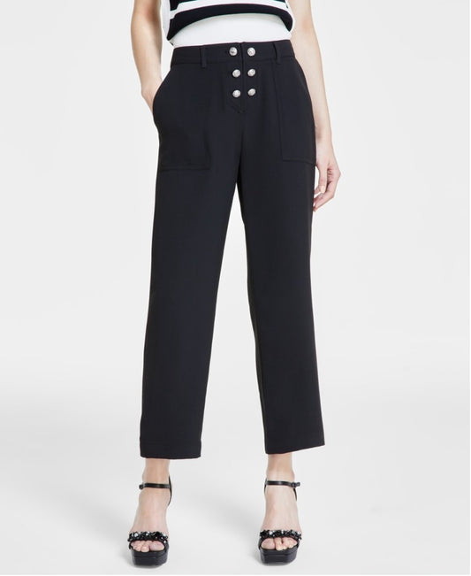 Karl Lagerfeld Paris Women's 8 Black Button-Front Ankle Dress Pants NWT
