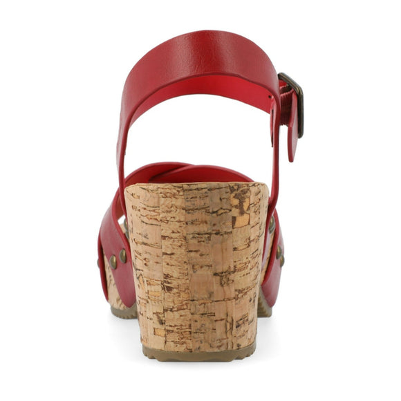 Journee Collection Women's Size 8 & 8.5 Red Cork Block Heel Valentina Shoes NIB