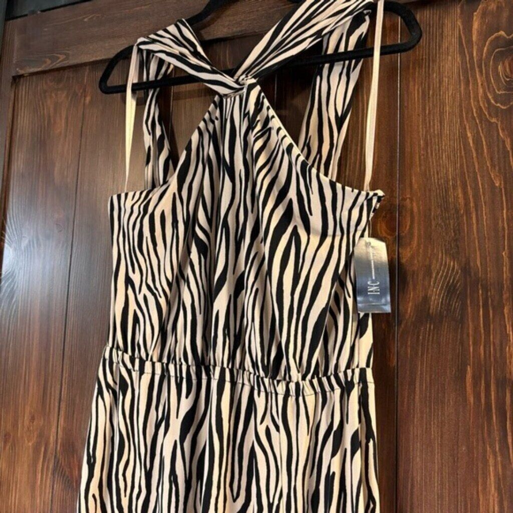 I.N.C. International Concepts Petite Zebra Printed Halter Maxi Dress NWT