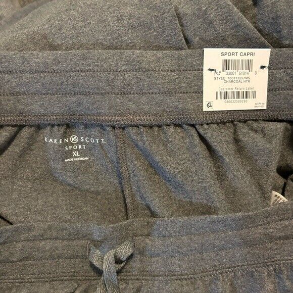 Karen Scott Knit Pull on Dark Grey Capri Pants with an Draw-String Waist NWT