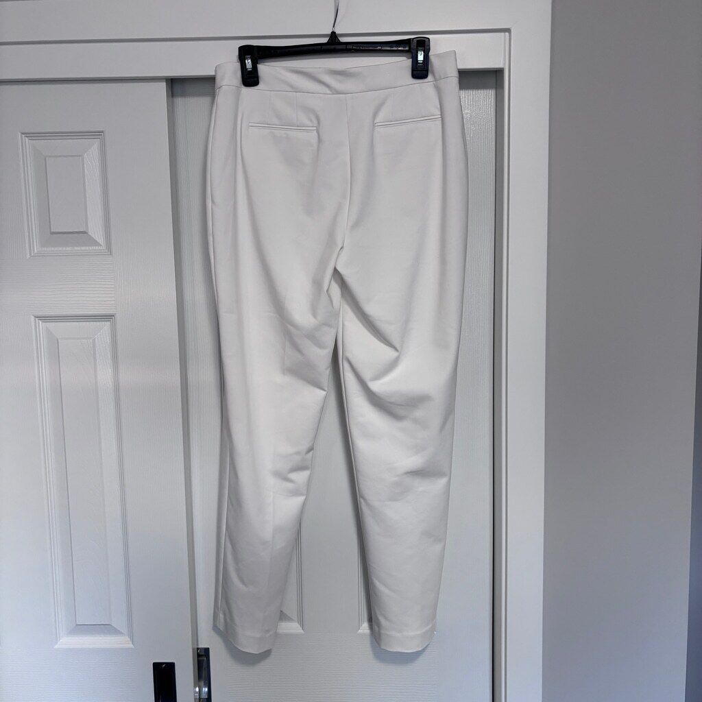 Anne Klein 4 Dress Pants Bowie Double-Weave Straight-Leg High Rise White NWT