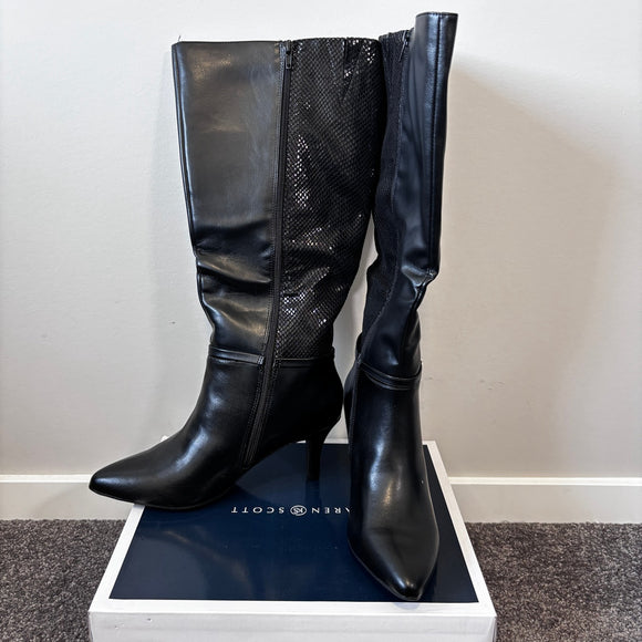 Karen Scott Women's 9.5 Black Vegan Leather Buckled Dress Boots NWT