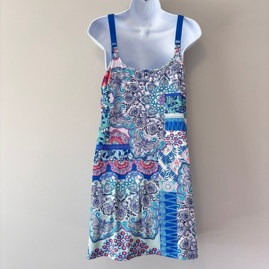Linea Donatella Women's Blue Printed Sleeveless Chemise / Pajama Dress NWT