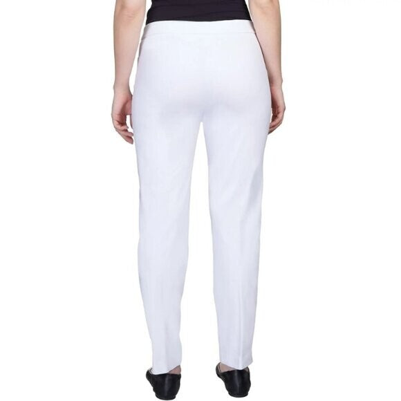 Alfred Dunner Petite Classic Allure White Dress Pants With Elastic Waist NWT