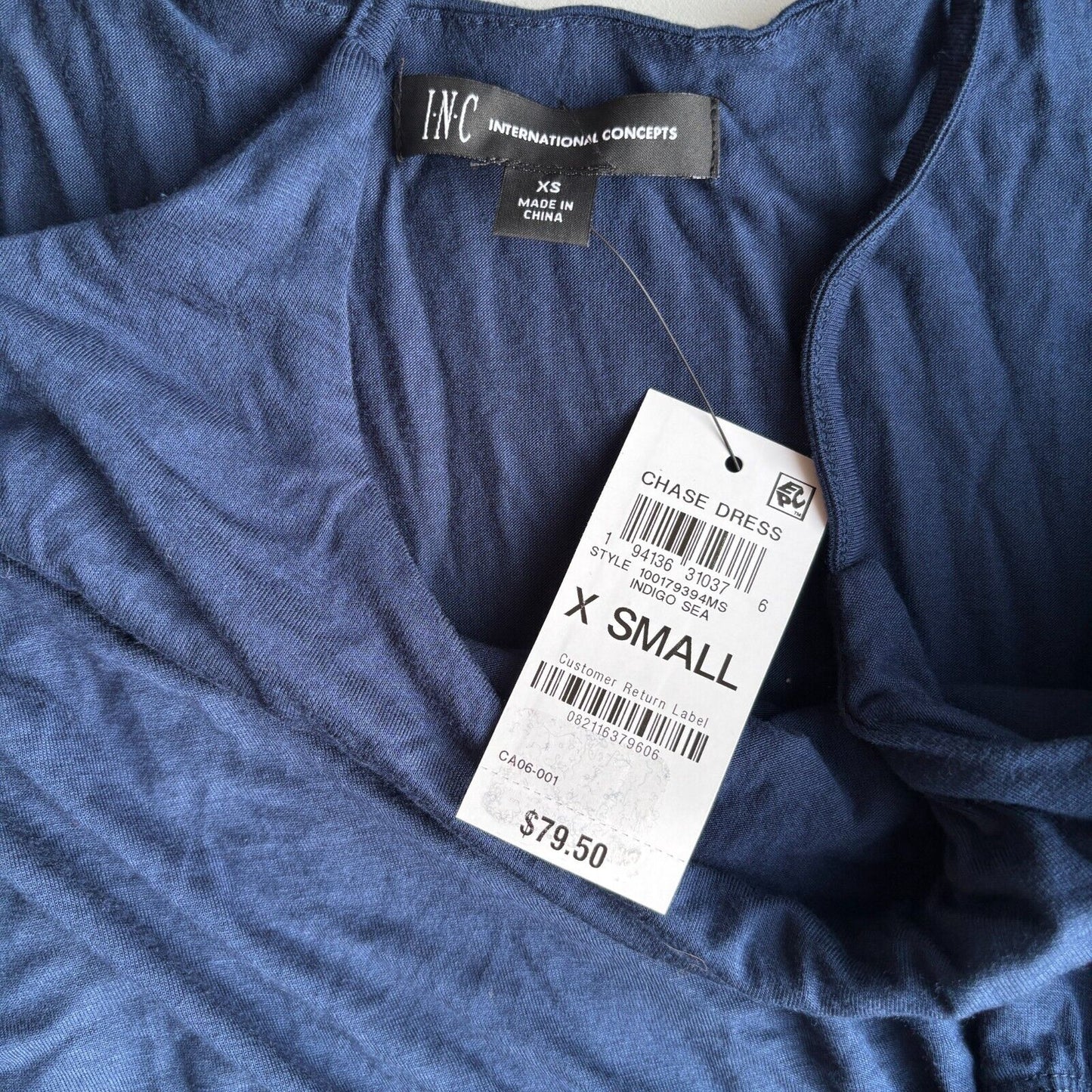 I.N.C. International Concepts Women's Navy Blue Tie-Waist Midi Dress NWT