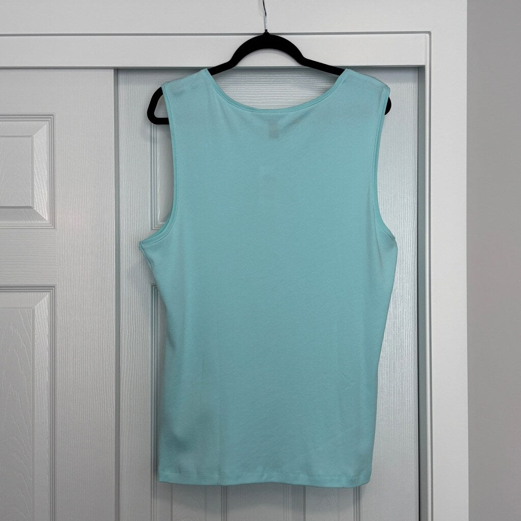 Karen Scott Women's XXL 100% Cotton Light Blue Boat-Neck Tank Top NWT
