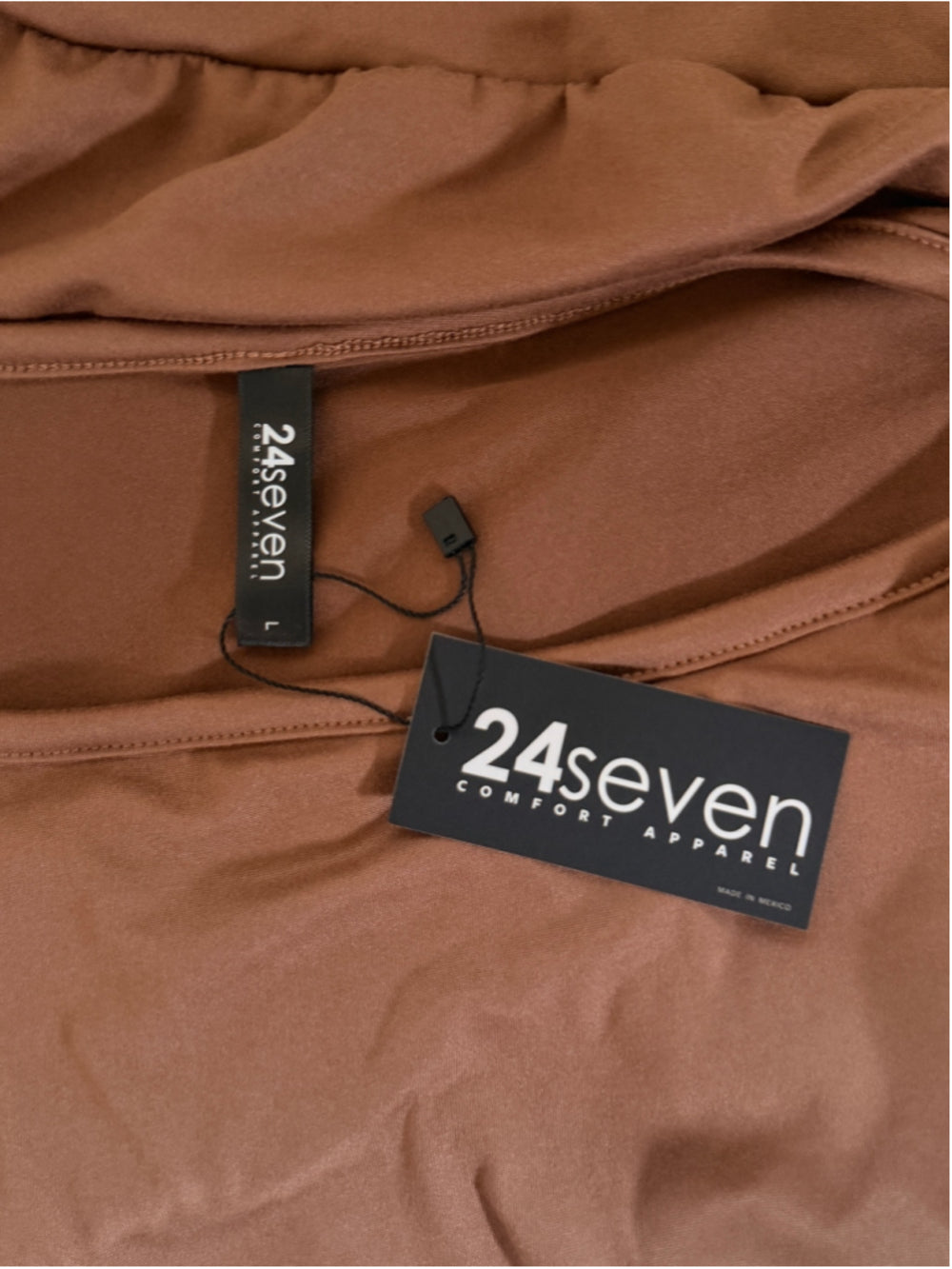 24Seven Size Large Bronze Brown Short Sleeve Loose Fitting Dolman Top NWT