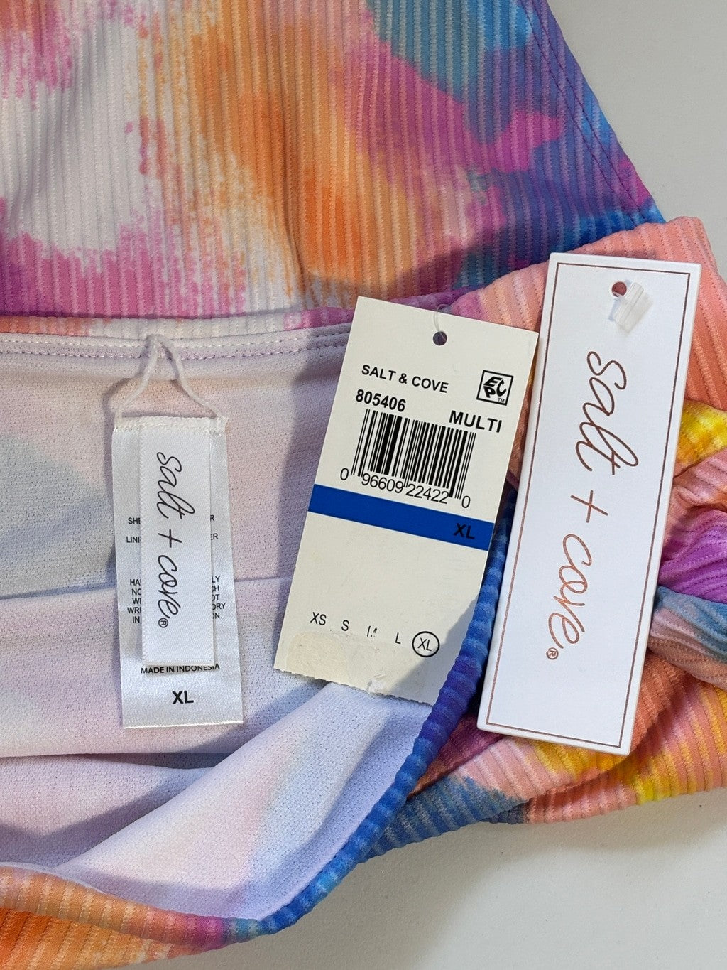 Salt + Cove Size XL Multi Tie-Dye Ribbed High Waist Bikini Bottoms NWT