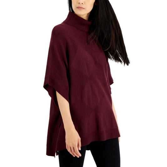 Alfani Women's XL Burgundy Red Turtleneck Poncho Sweater NWT