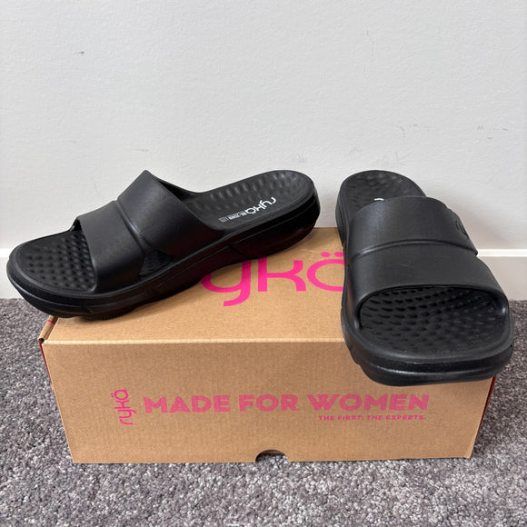 Ryka Women's 9 Black Comfortable Foot Conforming Sport Slides NIB
