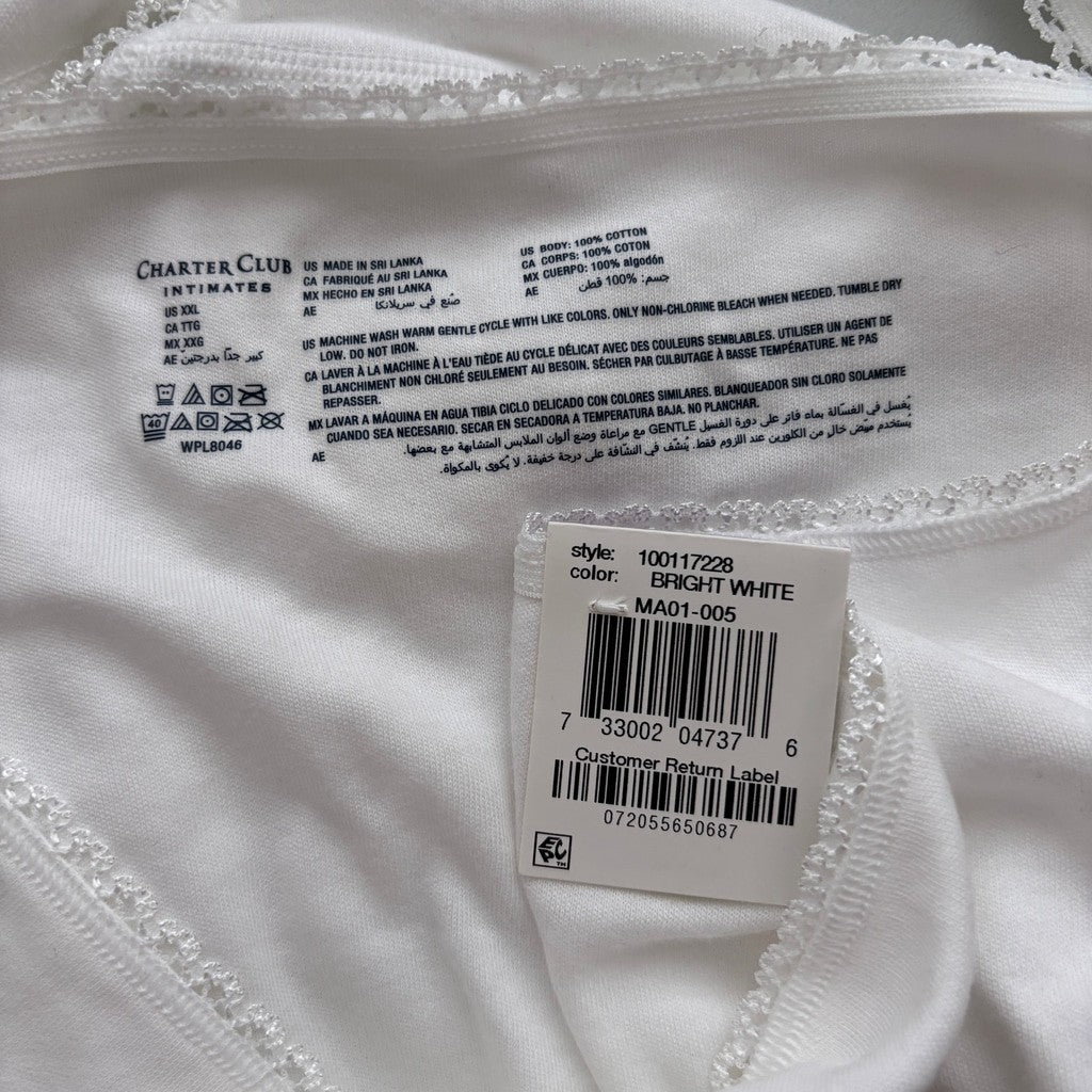 Charter Club Size XXL 100% Cotton 3 Pack of White Brief Underwear NWT XXL44