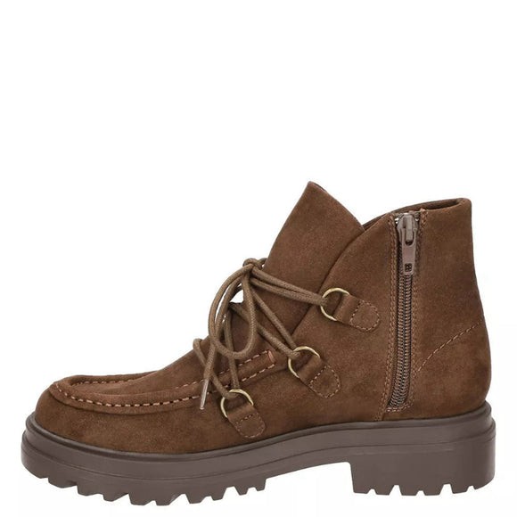 Bella Vita Women's 7.5 Narrow Khaki Lace-Up Side Zip Ankle Booties / Boots NIB