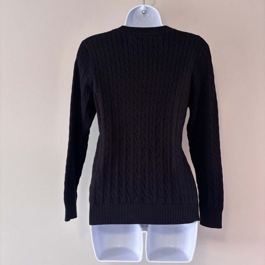 Karen Scott Women's Petite Medium 100% Cotton Black Cable-Knit Sweater NWT