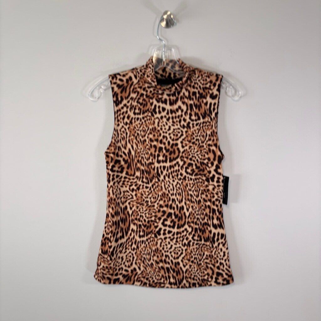 INC International Concepts Women's Leopard Mock-Neck Tank Top NWT