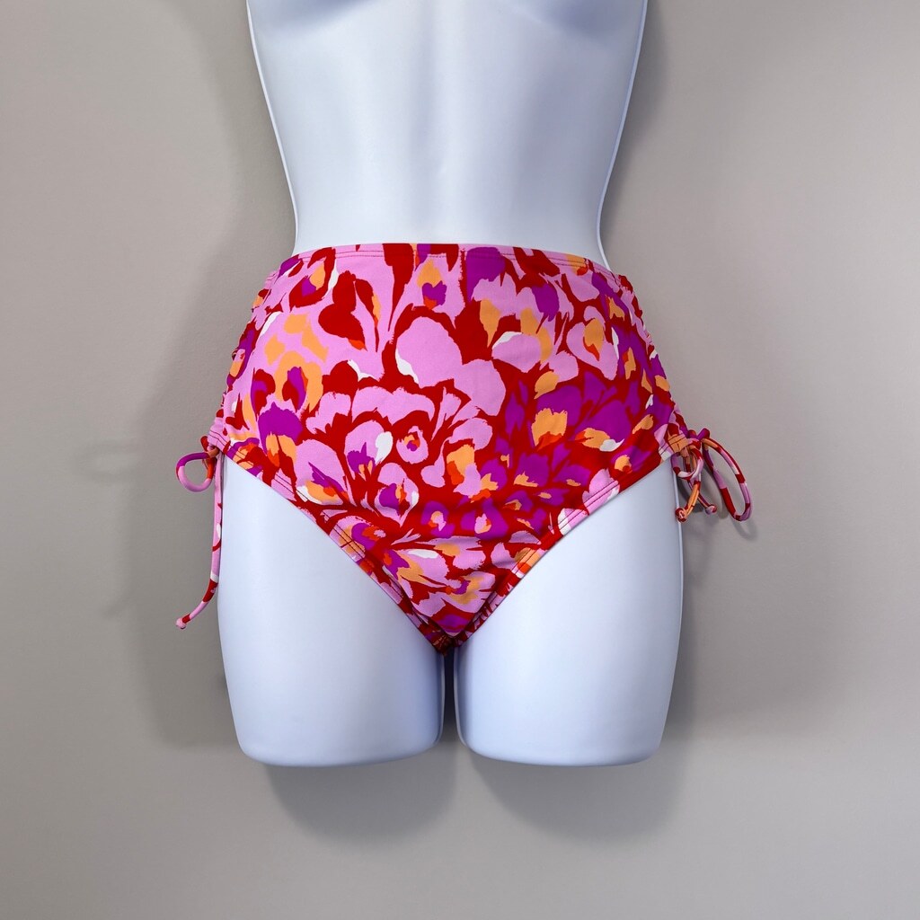 Salt + Cove Women's Red & Pink High-Waist Bikini Bottom / Swimwear NWT