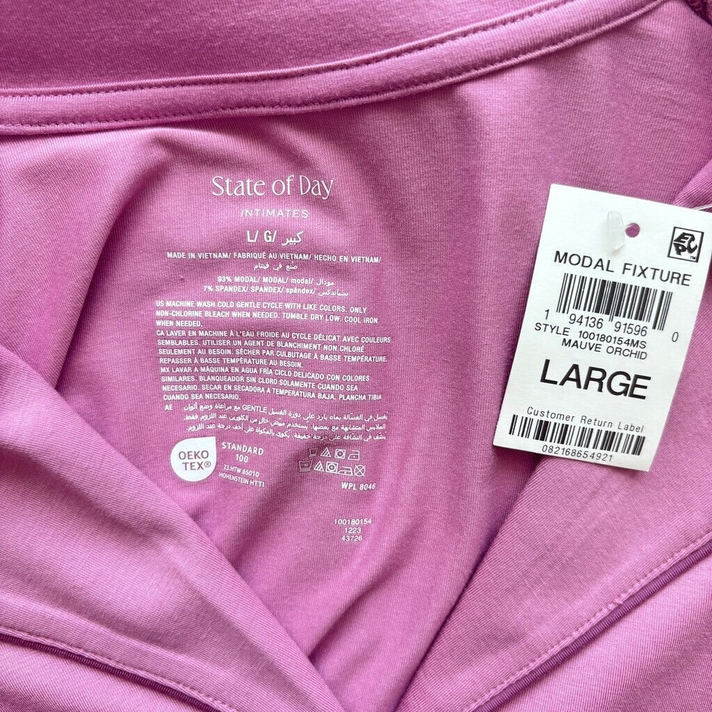 State of Day Women's Purple Button-Down Super Soft Long-Sleeved Sleepshirt NWT