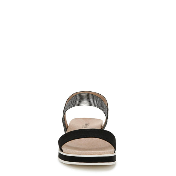 LifeStride Women's Size 8 Black Round Open Toe Wedge Slingback Sandals NIB