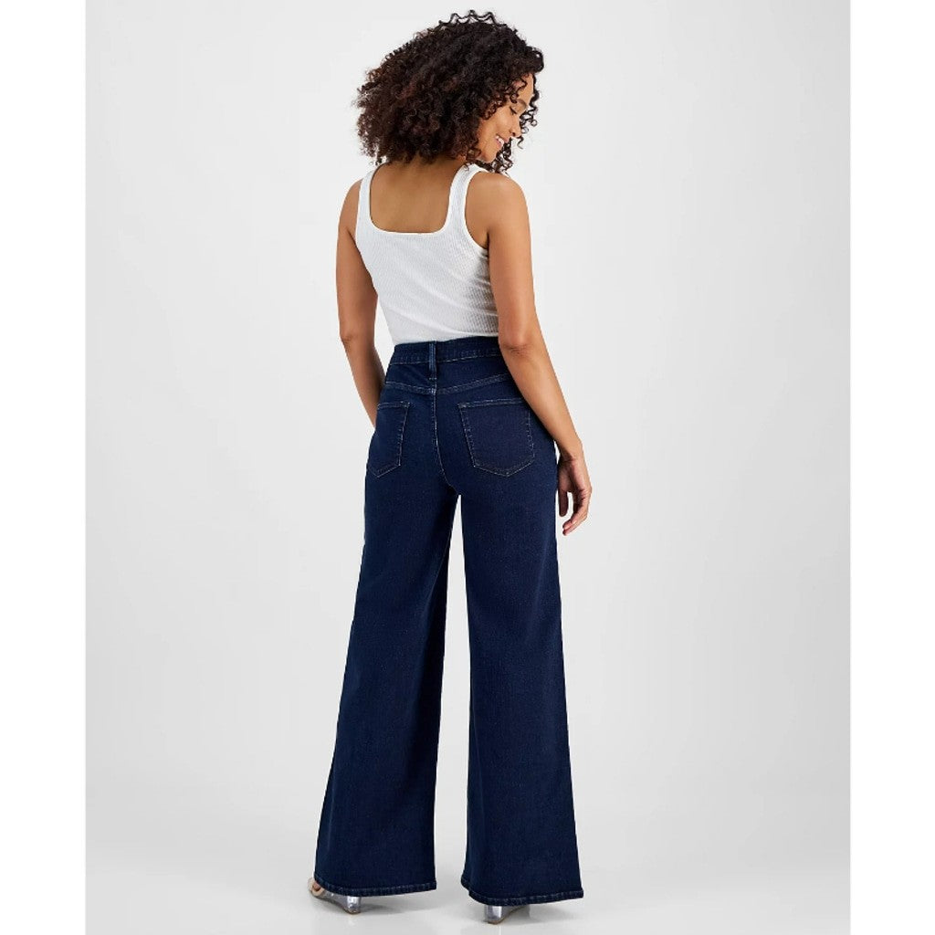 INC International Concepts Size 14 High Rise Wide Leg Dark Denim Jeans NWT