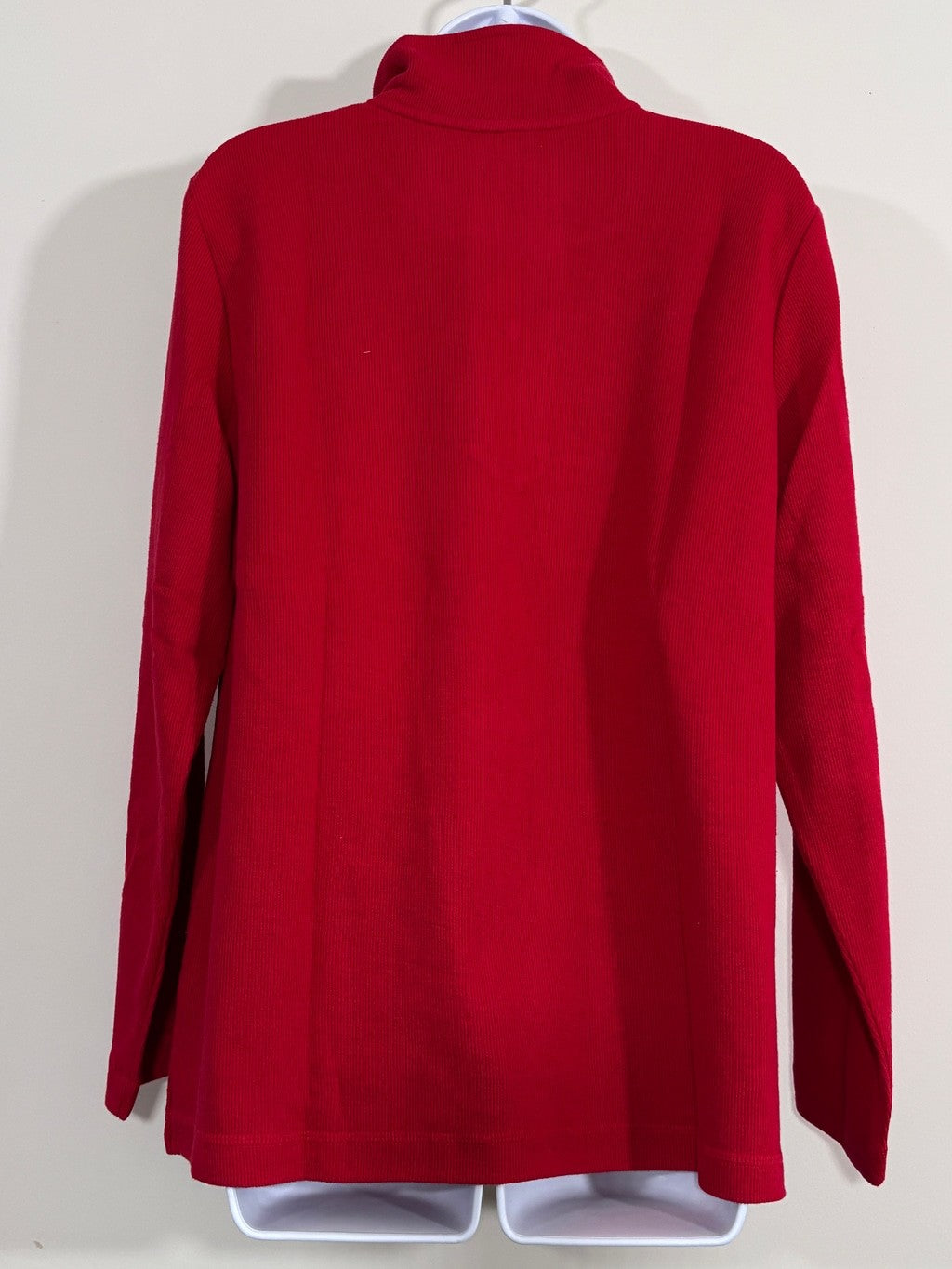 Karen Scott Sport Women's Large Red Quarter Zip Pullover Knit Sweater NWT