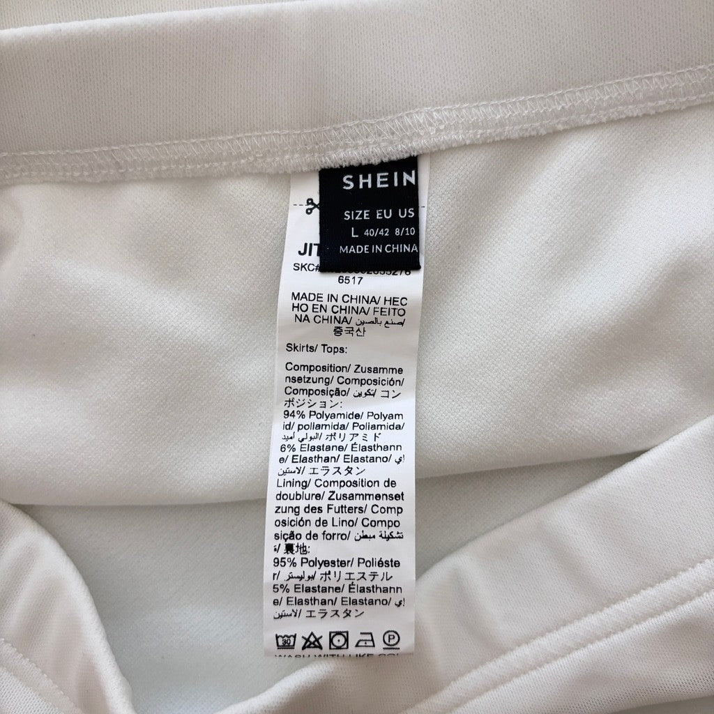 Shein Women's Large White Mesh Draped / Ruched-Side Midi Skirt NIB