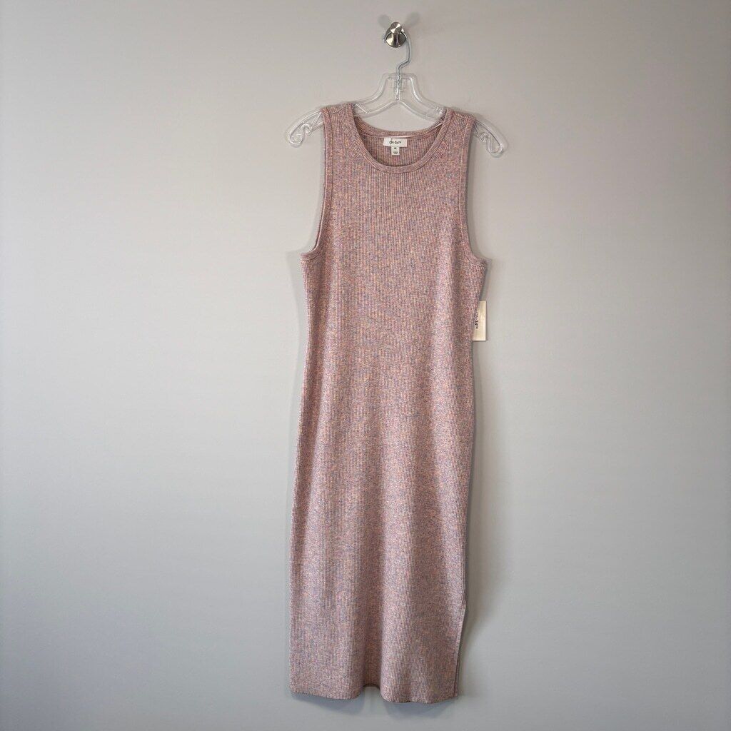 On 34TH Women's Plus Size 0X Rainbow Knit Ribbed Midi Sweater Dress NWT