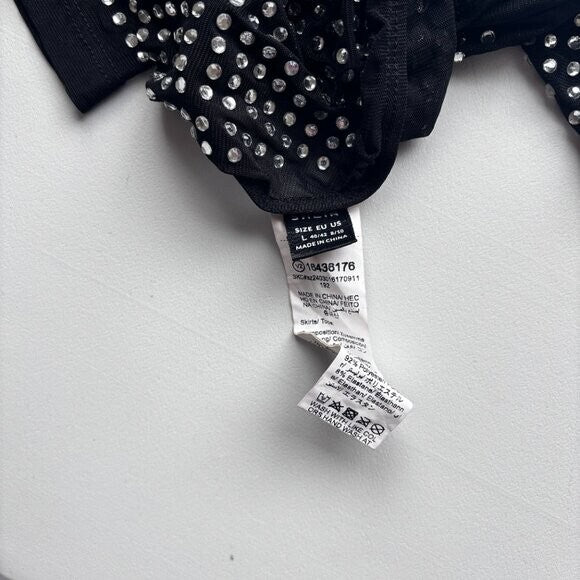 SHEIN Women's Black & Silver Studded Glam & Edgy Long Sleeve Add-On Top NIB