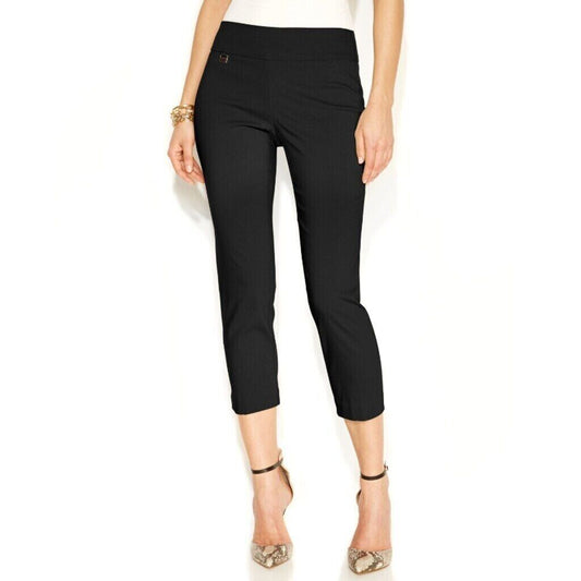 Alfani Women's Black Capri Pull On Dress Pants with Tummy Control NWT