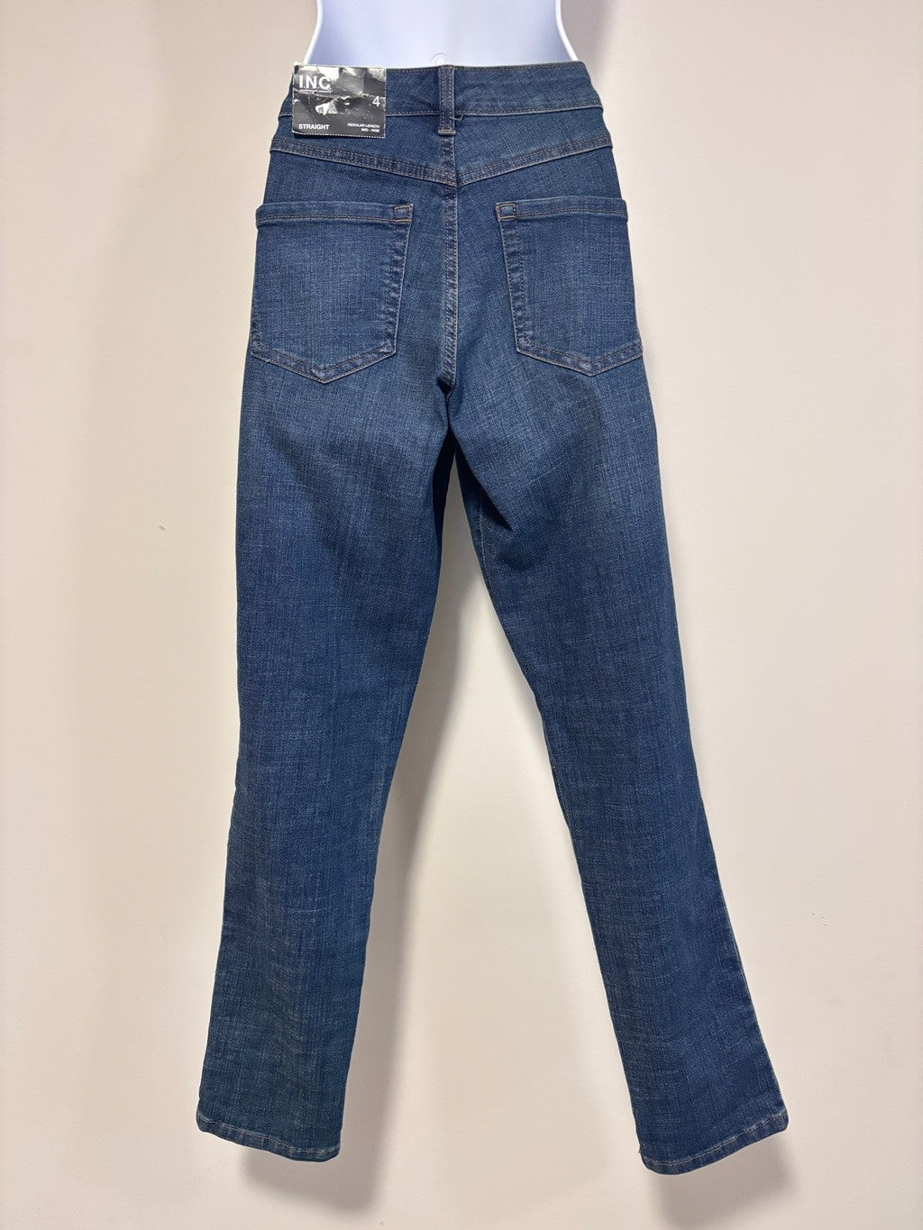 INC International Concepts Size 4 Mid Rise Straight Jeans, Cuffed NWT