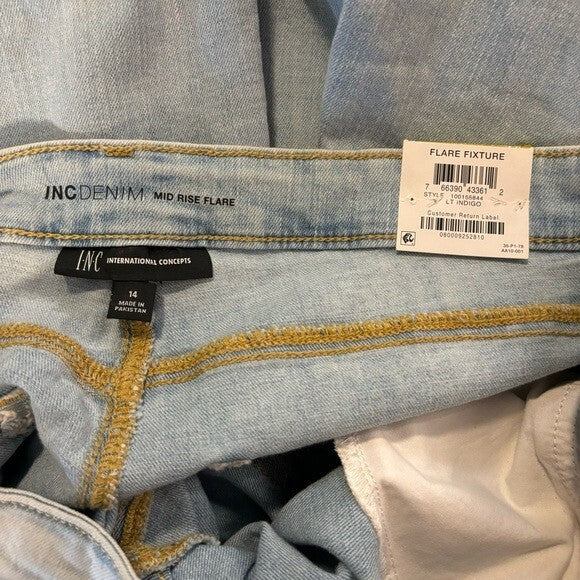I.N.C. International Concepts Women's Mid-Rise Destructed Flare-Leg Jeans NWT