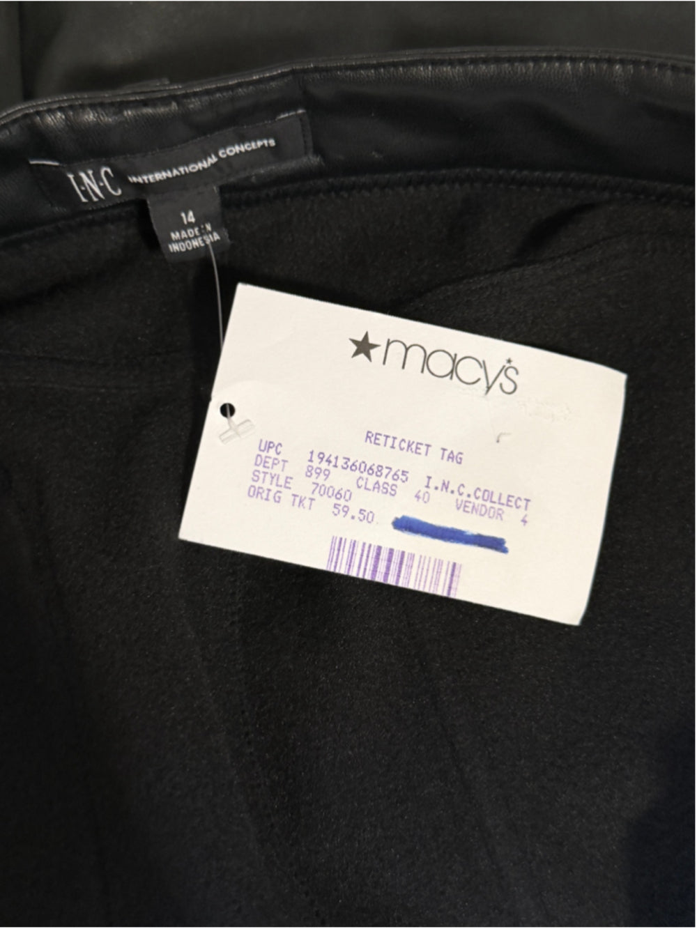 Inc International Concepts Women's 14 Faux-Leather Skinny Pants NWT