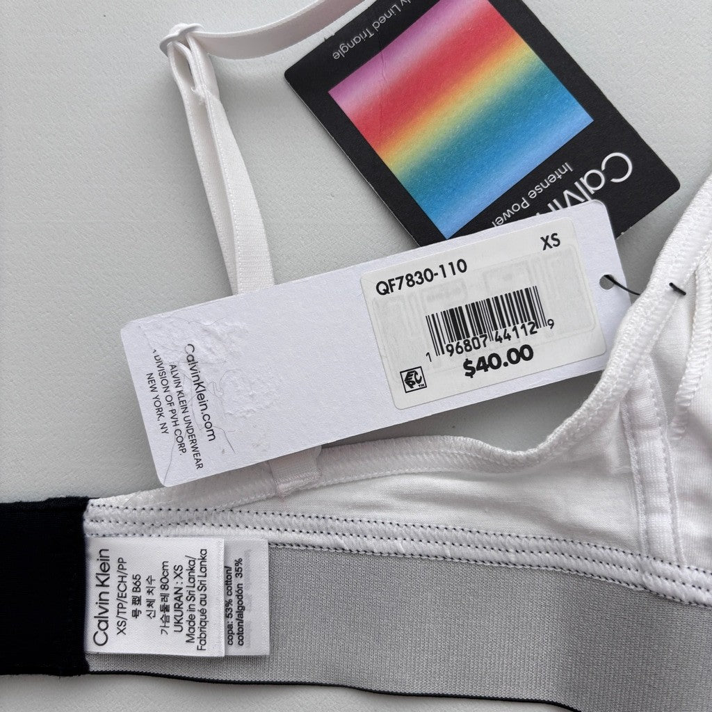 Calvin Klein Size XS White Intense Power Pride Cotton Triangle Bralette NWT