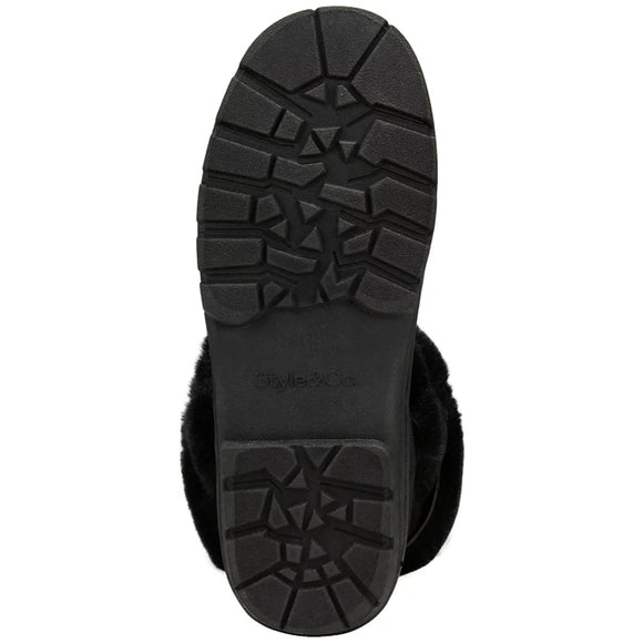 Style & Co Women's Size 5 Suede & Fuzzy Black Witty Winter Boots NIB