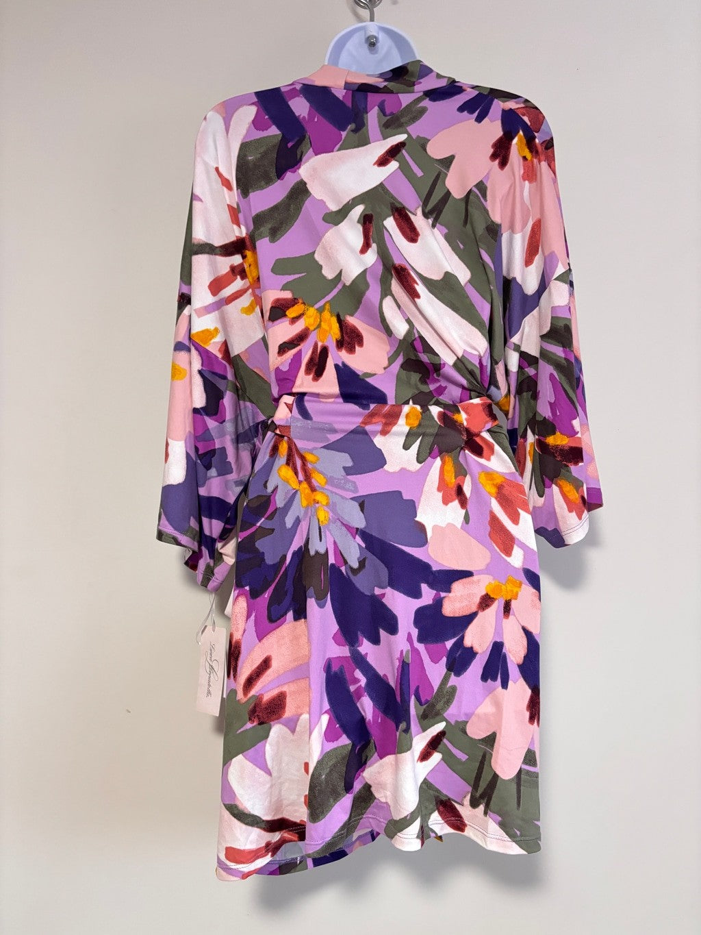 Linea Donatella Size Small Floral Print Soft Knit Wrap Robe in Violet NWT