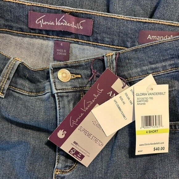 GLORIA VANDERBILT Petite Amanda High Rise Straight-Leg Light Wash Jeans, NWT