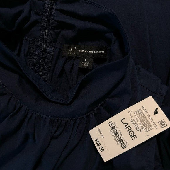 I.N.C. International Concepts Women's Navy Blue Sleeveless Mock-Neck Blouse NWT