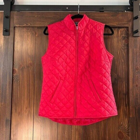 Karen Scott Solid Quilted Puffer Red Vest NWT