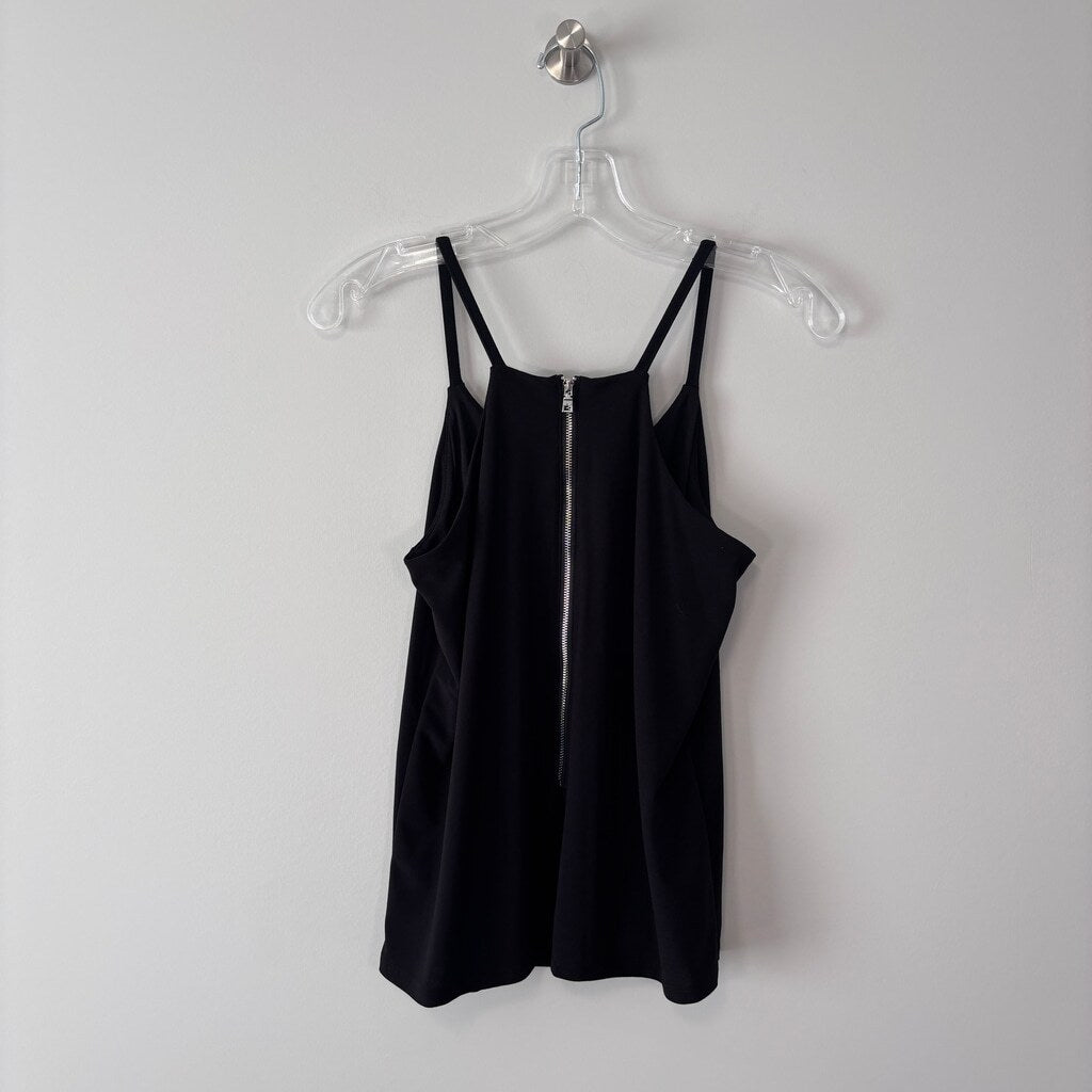 Bar III Women's Petite Small Black Zip-Back Tank Top NWT