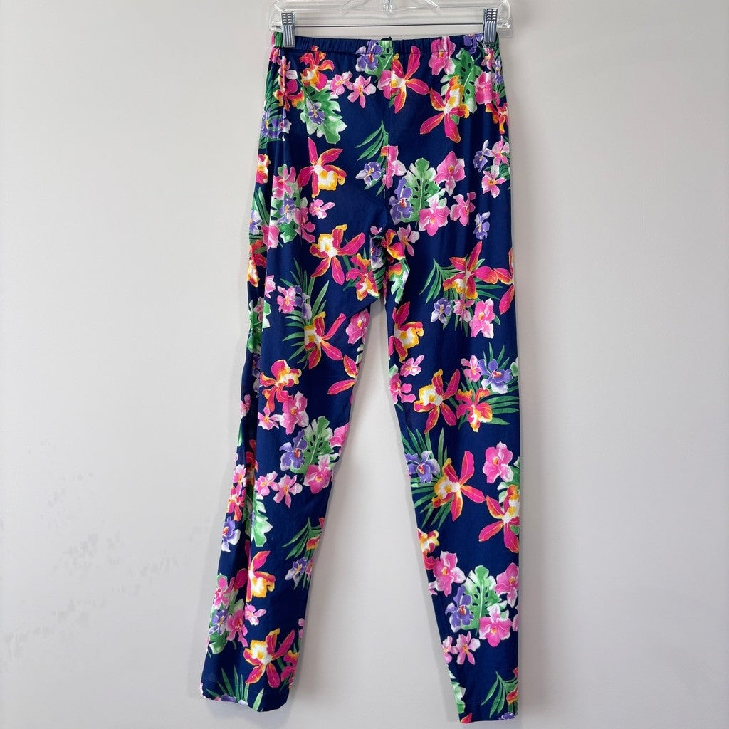 Ralph Lauren Women's M Navy & Multicolor Floral 2-Pc. Printed Pajamas Set NWT