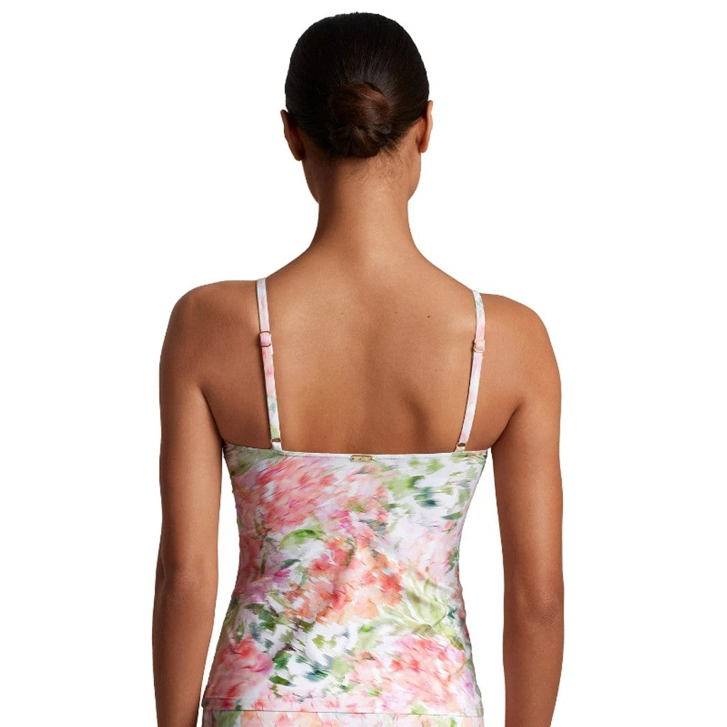Ralph Lauren Size 6 Pink Floral Ruched Tankini Top w/ Built-In Bra NWT