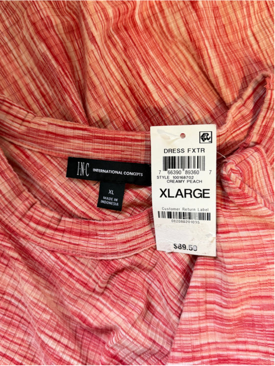 INC International Concepts Size XL Orange Space-Dyed Ribbed Midi Dress NWT